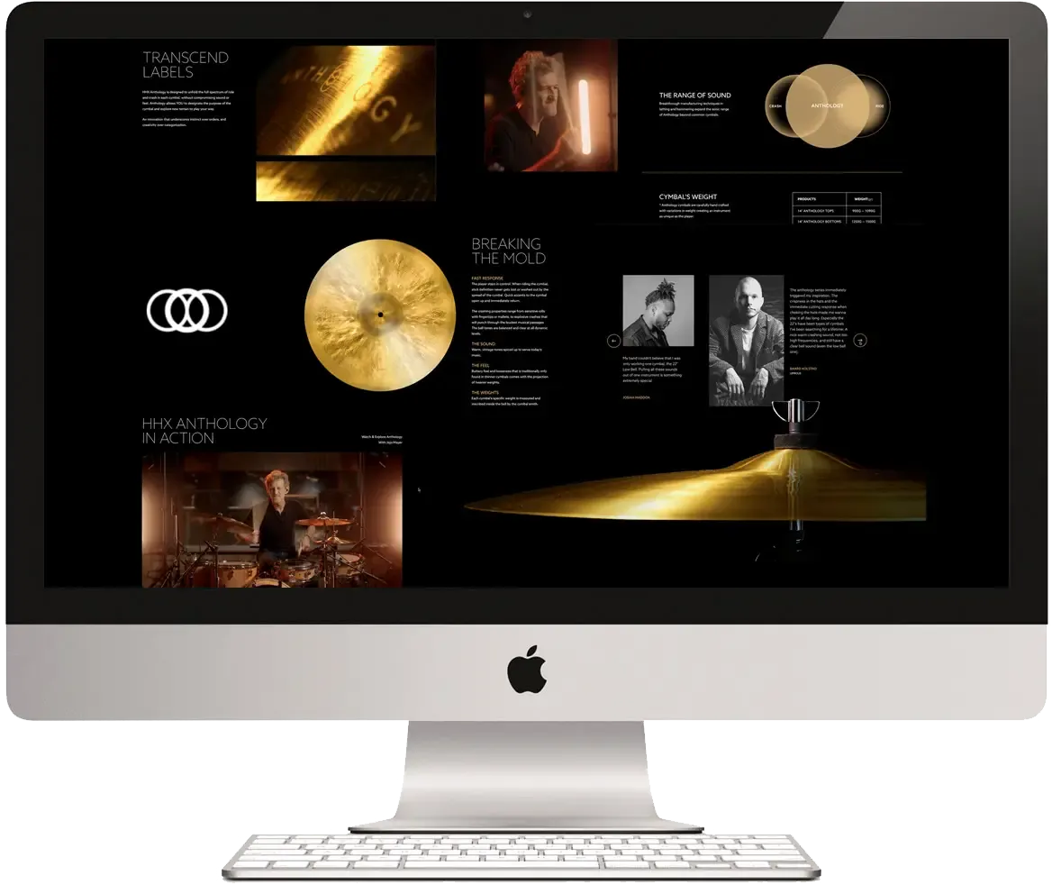 The SABIAN Anthology website on an iMac